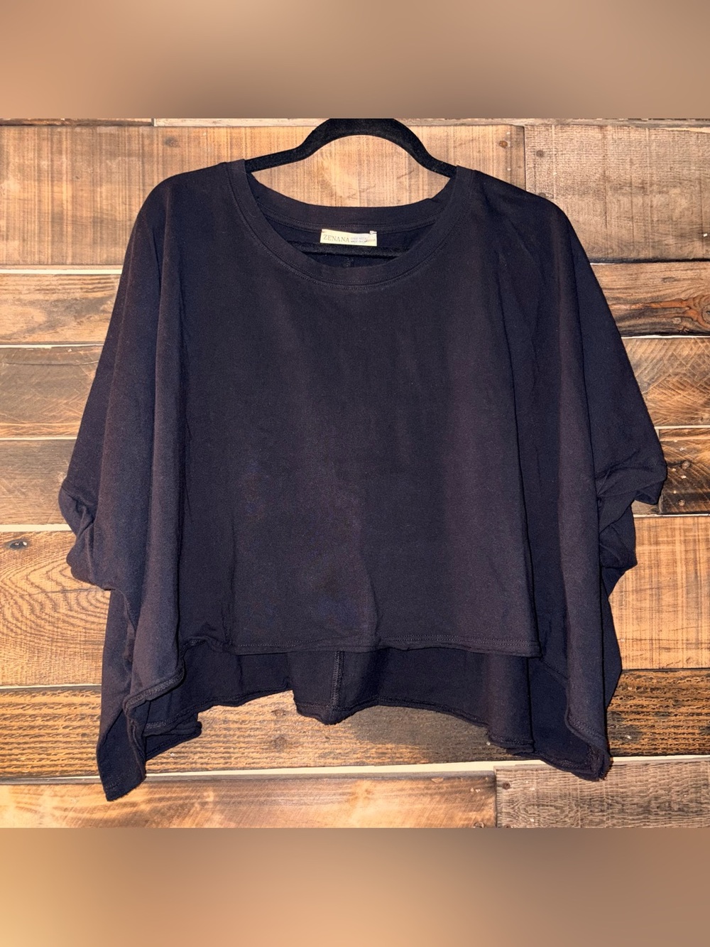 Zenana Black One Size Cropped T-shirt